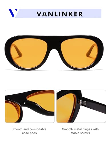Image of VANLINKER Oversized Retro Aviator Sunglasses for Women Men Chic 70s Vintage Style Trendy 2026 Chunky Sun Glasses VL9865