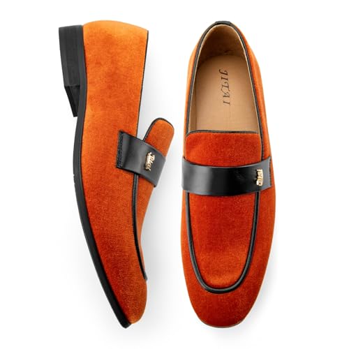JITAI Men's Dress Shoes Casual & Dress Loafers | Slip-On Suede Luxury Shoes with Metal Buckle Decoration for Wedding, Tuxedo, Prom, Party & Fashion Events4