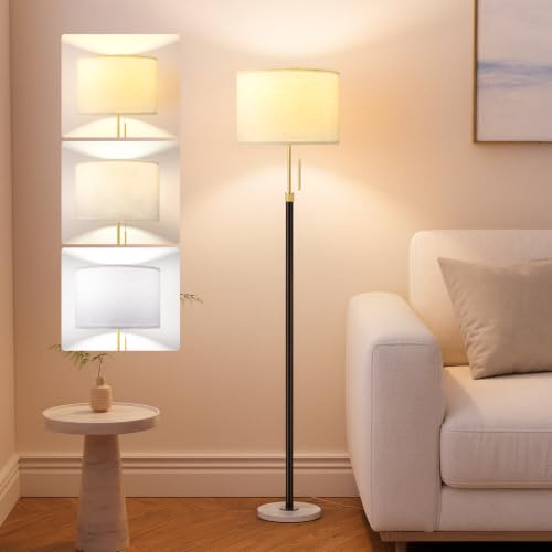 Image of Ambimall Height Adjustable Modern Floor Lamp, Black & White