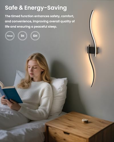 Image of NIORSUN 39.4 Inch Battery Operated Wall Sconce Set of 2, Black Modern Rechargeable Wall Lights with Remote, 3CCT Dimmable Wireless Wall Lamp for Living Room Bedroom Hallway