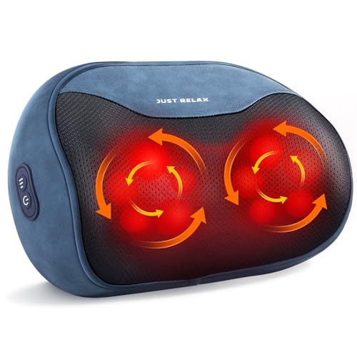 4D Shiatsu Masajeador con Función de Calentamiento, Almohada de Masaje Eléctrica, Almohadas de Masaje de 3 Velocidades con Cambio de Dirección, Hogar, Oficina, Regalo