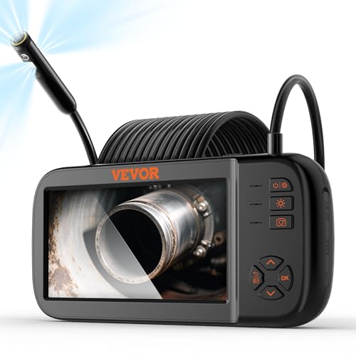 Image of VEVOR 3 Lens Industrial Endoscope, 1080P HD Digital Borescope Inspection Camera 4.5 Inch IPS Screen IP67 Waterproof Snake Camera with 8 LED Lights, 16.5FT Semi-Rigid Cable, 32GB Card and Helpful Tool