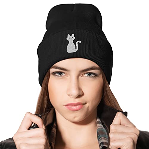 Image of Embroidery Goth Beanie Knit Hats for Men & Women, Embroidery Winter Hats Skull Cap