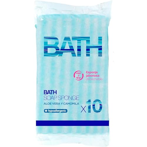 KROWN - 120 Esponjas Jabonosas Desechables Suavipiel con Aloe Vera y Camomila, Perfectas para Viajes y Cuidado Personal, Ideal para Gimnasio y Asistencia a Mayores, Azul, 10 Unidades, 12 Paquetes