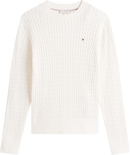 Tommy Hilfiger Damen Co Cable C-nk Ls Sweater Ww0ww44993 Pullover Sweater, Elfenbeinfarbenes Blütenblatt, S – Ansicht 5