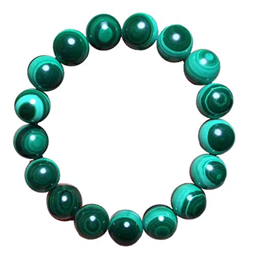 Bracelet malachite verte naturelle perles rondes 12mm homme femme