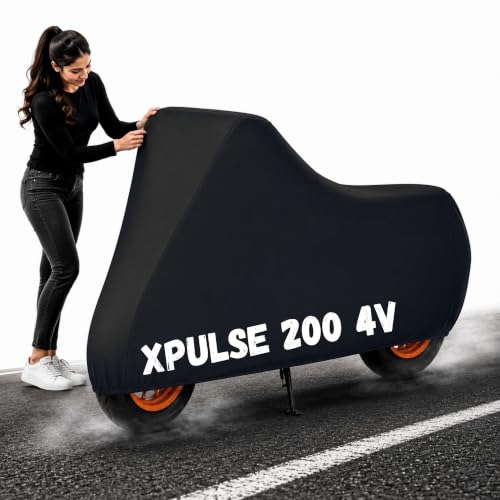 Image of Powerfull Bike Body Cover for XPulse 200 4V Dustproof Scratchproof - 100% Waterproof XPulse 200 4V Cover for Two Wheeler, Outdoor Full Motorcycle Cover with UV, Duty, Rain Protection - Black