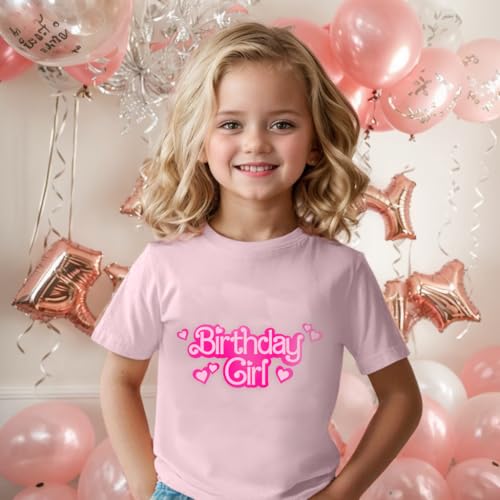 Birthday Girl Shirt 5-12 Year Kids Birthday Party Shirt Doll Themed Letter Girl Short Sleeve Tee Top2