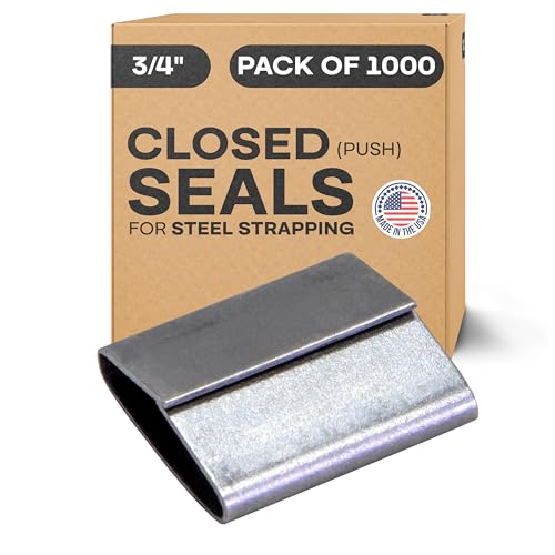 Image of IDL Packaging Closed (Push Type) Seals for 3 /4 inch Strap Width Steel Strapping (Pack of 1000) - Superior Holding Power - Sturdy Metal Clips for Reliable Securing of Packaging Banding