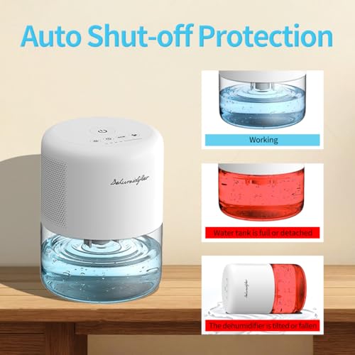 Image of Dehumidifier for Home Small Quiet Dehumidifiers for 44OZ Water Tank Auto Defrost and Shutoff 10 Colors Light 4 Timer Options 3 Modes Portable Dehumidifiers for Bedroom Bathroom Closet RV