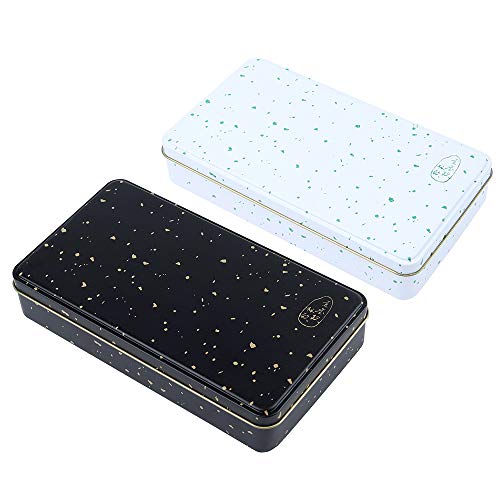 2 Pcs Tin Box Container Portable Small Storage Container Kit Tin Box Container, Small Tin with Lid, Craft Container, Tin Empty Box, Home Storage 7.8X4.7X2inch