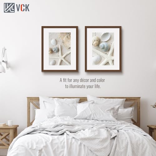 Image of VCK 22x28 Poster Frame Solid Wood brown 3 Pack Picture Frames 22 x 28 Inches with Wall Mounting Hanging