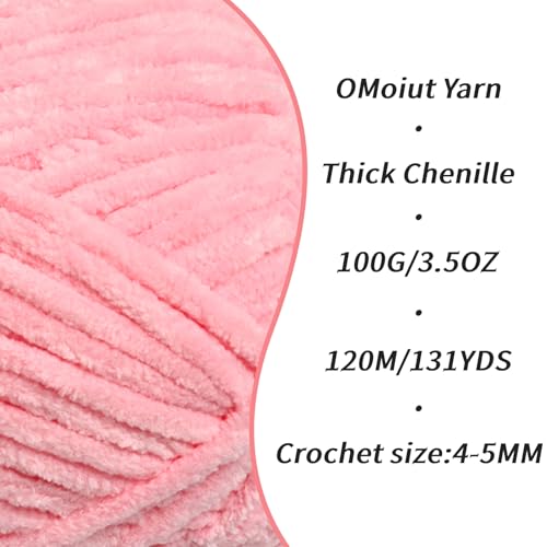 Image of 3 Pack Pink Fluffy Velvet Yarn for Crocheting, Chunky Chenille Baby Blanket Yarn for Crocheting, Soft Fuzzy Puzzle Yarn for Knitting, (100g /3.53oz Each) Bulky Thick Amigurumi Crochet Yarns