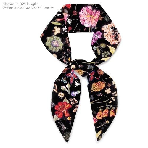 Liberty London Purse, Head, or Neck Scarf - "Floral Eve" Skinny Scarf - Headband, Handbag, Purse Handle - Silky Tana Lawn Cotton - Choose Length4