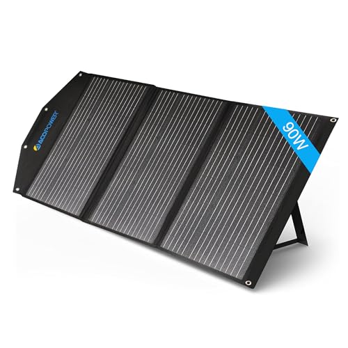 ACOPOWER 90W Portable Solar Panel,3x30W Foldable Solar Panel Suitcase with USB/DC/Type-C 3 Outputs...