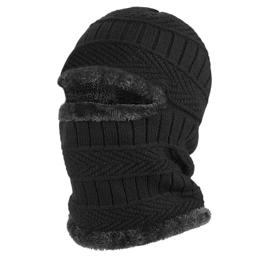 TAGVO Cálida Gorro de Punto Invierno Unisex, Pasamontañas Prueba de Viento con Calentador de Cuello Elástico, Térmico Máscara de Esquí de Ciclismo para Mujeres Hombres Deportes Aire Libre