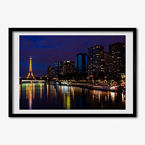 Photo Affiche Paris La Nuit Tulup grand cadre en bois déco murale 70x50 cm