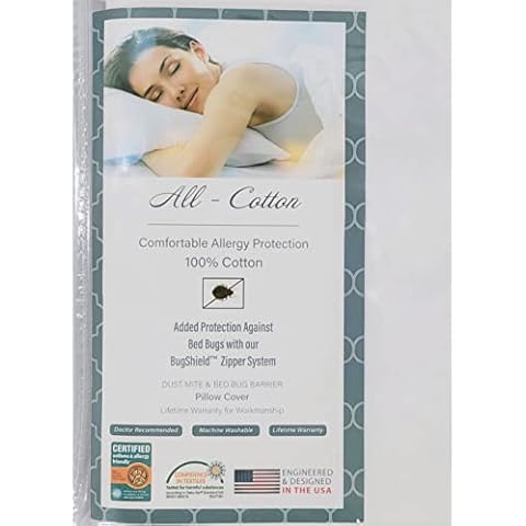 National Allergy Pillow Protector, Cotton, White, 1'4" x 1'4" Cover