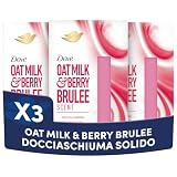 Dove Docciaschiuma Solido Oat Milk & Berry Brulee, con Latte Vegetale di Avena, Note di Frutti di Bosco e Zucchero di Canna, 100% Detergenti Delicati, Senza Solfati, Formula Delicata (Confezione da 3)