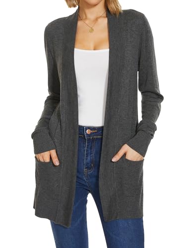Image of Spicy Sandia Women's Basic Open Front Long Cardigan Sweaters with Pockets