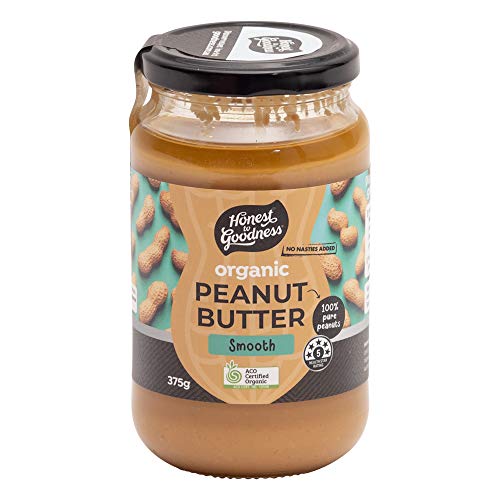 Honest to Goodness, Organic Peanut Butter Smooth, 375 g - Crafted from 100% Ground, Roasted, and Blanched Peanuts, A delightful smooth texture and rich flavor.