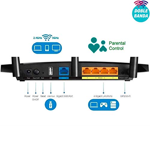 TP-LINK AC1200 Dual-Band (2.4 GHz / 5 GHz) Fast Ethernet Negro