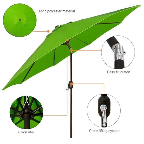 blissun 939 outdoor patio umbrella outdoor table umbrella yard umbrella market umbrella with 8 sturdy ribs push button tilt and crank