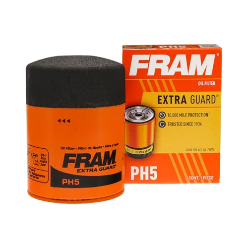 FRAM Extra Guard PH5 10K Mile Change Automotive Replacement Interval Spin-On Engine Oil Filter for Select Vehicle Model Years, Vehicle Engine Protection Oil Filter for Everyday Drivers