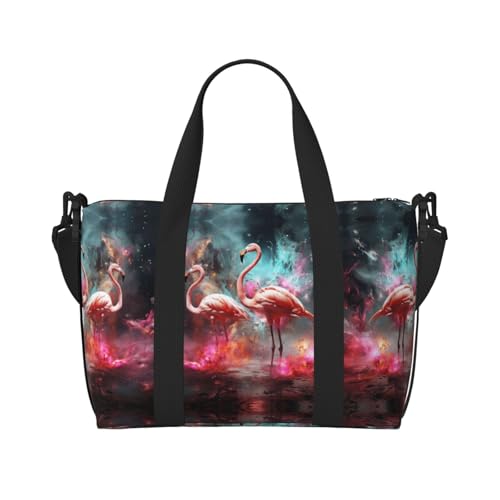 Travel Bag for Weekend Trips, Airplane Carry-On with Adjustable Strap, Flamingo (1)2