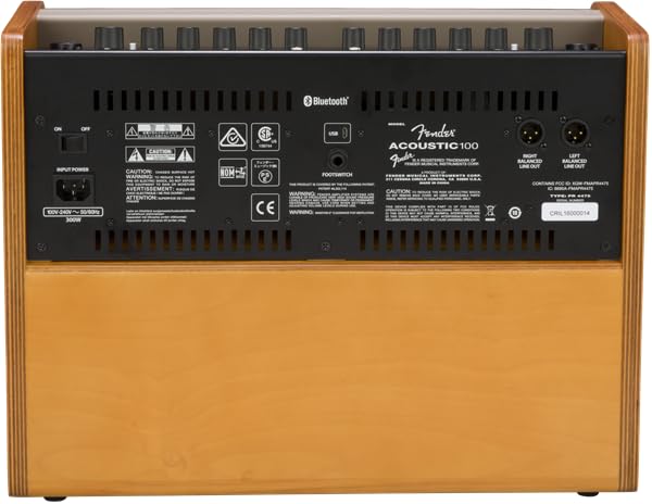 Fender Acoustic 100 Gitarrenverstärker, Akustik Amp mit Mikrofon, 100W