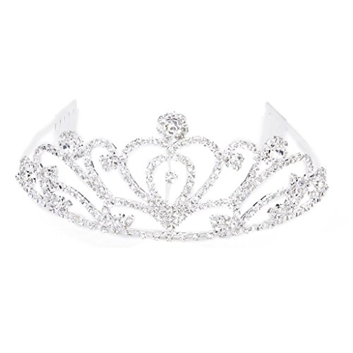 SODIAL(R) Fashion Wedding Party Bride Crown Rhinestones Headband with Comb Tiara White