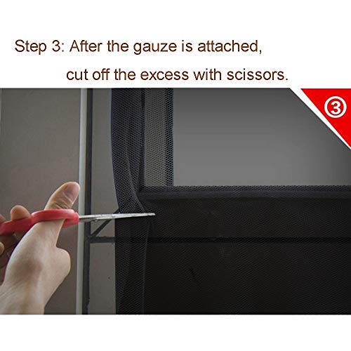 Comior Window Screen,Mosquito Screens,Diy Self-Adhesive Window Screening Replacement,Indoor Insect Fly Screen Curtain Mesh Bug Mosquito Netting Door Window Screen Screen 59X78'',Black #TOP4