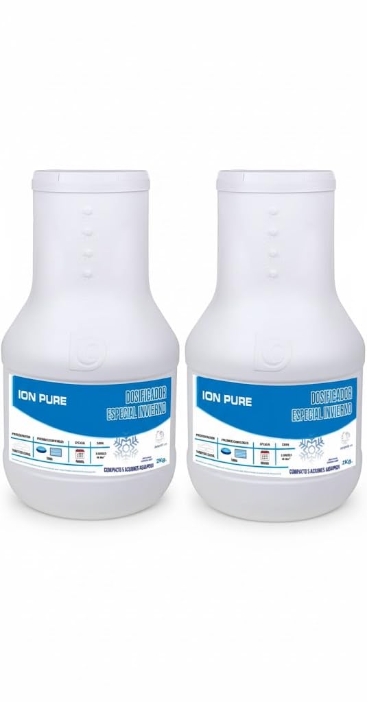 Pack 2 UDS - DOSIFICADOR INVERNADA Ion Pure 4 KG (2x2 KG) - Cloro de Invierno 5 Acciones - Sin Cobre - Tratamiento autodosificador Piscinas Invierno - Apto Piscinas Liner