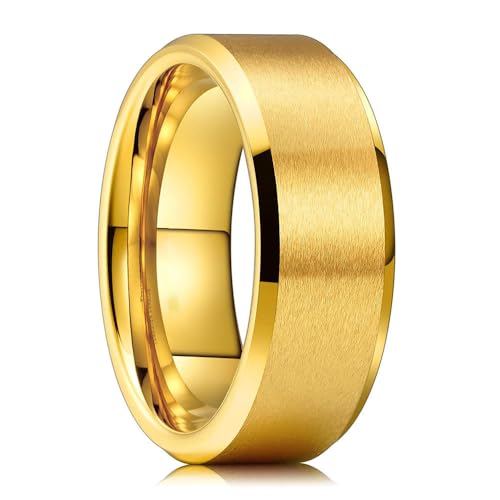 Image of 18K Gold Plated Classic Men's Band Ring with Brushed Finish for Mens | Everyday Wear Rings for Mens