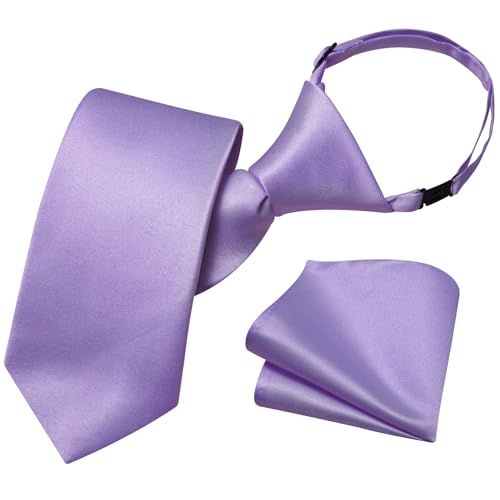 Image of Barry.Wang Boys Ties Pre-Tied Satin Solid Color Kids Tie Pocket Square Set Adjustable Formal Necktie Graduation School