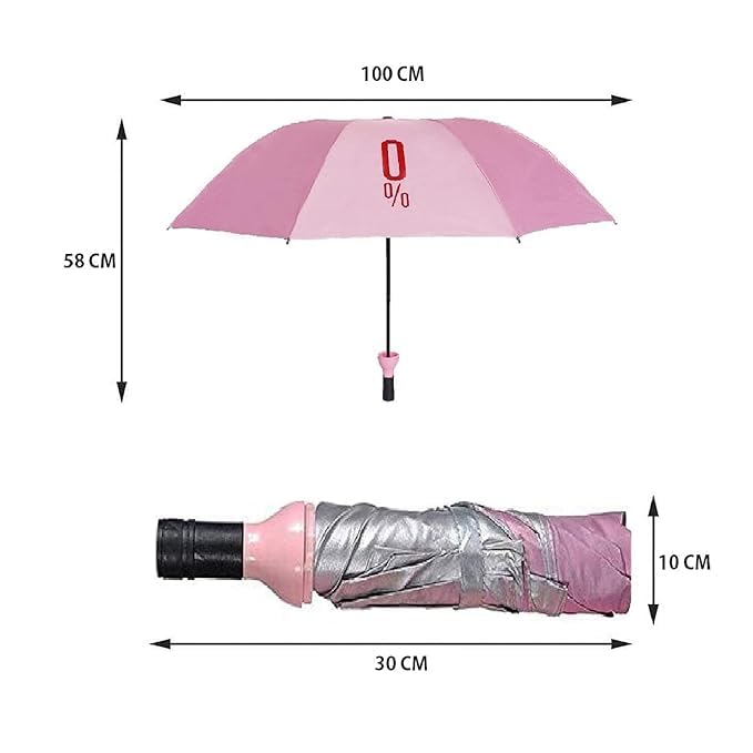Image of Bottle Umbrella Double Layer Folding Automatic Open for Girls, Multiuse Windproof Protect- Sunlight Cold Wave Heat Wave, Dust & UV Rain Size 21 Inch with Bottle Cover for Men & Women