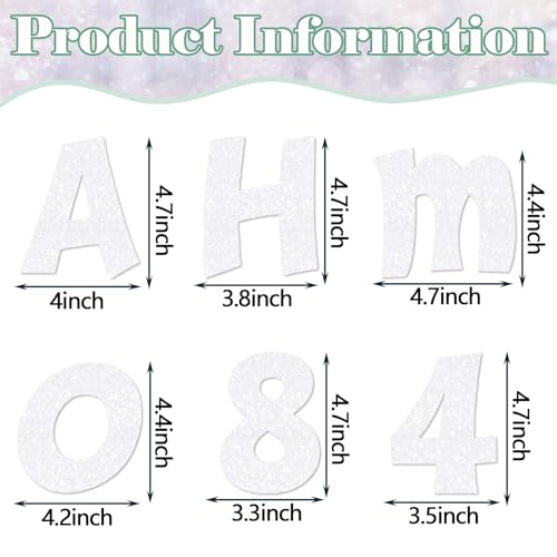 Image of Colarr 216 Pcs Glitter Bulletin Board Letters for Classroom Number Alphabet Punctuation Symbol Cutout 4'' Die-Cut Poster Letter with Adhesive Dot School Party Holiday Decor Display(Iridescence White)