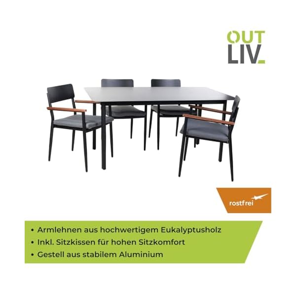 OUTLIV. Lorenzo Dininggruppe Aluminium & Eukalyptusholz