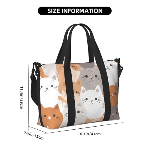 Travel Duffel Bag for Men Gym Bag, Orange Cats Luggage Bag with Shoulder Strap, Large Gym Tote Bag for Women, Weekender Overnight Bag, Foldable Carry on Bag for Airplane3