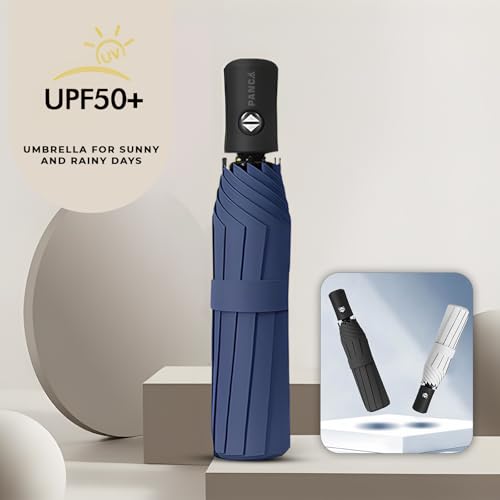 Image of PANCA Windproof Automatic Open Close Travel Umbrella for Men & Women | Compact 3 Fold Rain Umbrella with 8 Reinforced Ribs | Portable Folding Umbrella for Office, Travel & Outdoor