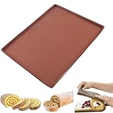 Silikon Backmatte, 40 x 30 x 1 Cm, Dauerbackmatte für Trommel Typ Fruchttrockner, Mit Kanten, Wiederverwendbar, Antihaftbeschichtete Lebensmittel-Trocknungsschale (Braun)