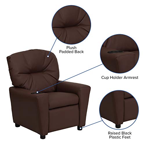 Flash Furniture Contemporary Brown Leathersoft Kids Recliner With Cup Holder #TOP4