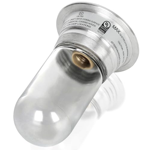 Restaurant Canopy Hood Light Fixture with Clear Coated Tempered Thermal and Shock Resistant Glass Globe, Commercial Kitchen Canopy Hood Light Fixture
