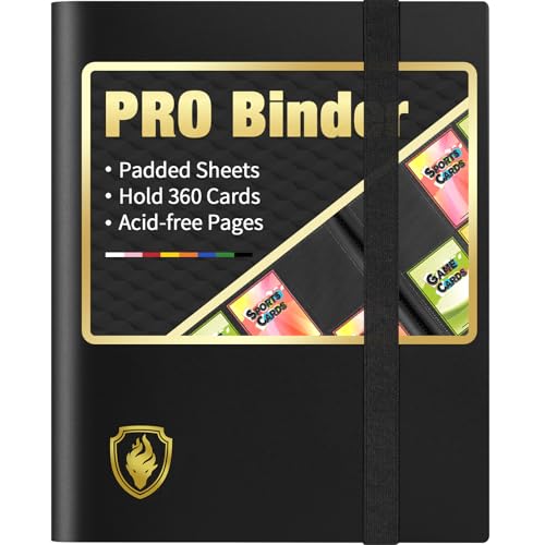 Heavy Duty Card Binder, Fabmaker 9 Pocket Trading Card Binder Holds 360 Cards, Sleek Side-Loading Card Album, Sturdy Card Collection Folder for TCG, MTG, Yugioh, Other Game Cards, Sport Cards, Black