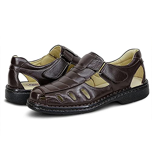 Sandalia masculina solado Antiestresse couro carneiro Decoflex 182 CAFE (39, 182 CAFE)