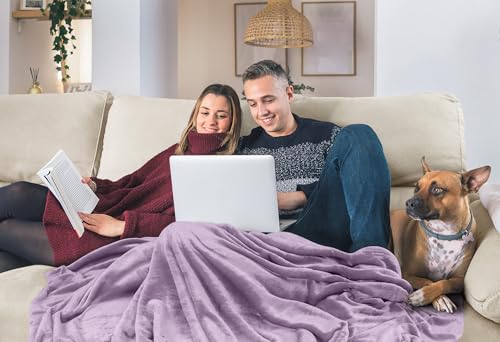 Image of Utopia Bedding Fleece Blanket Queen Size Lilac 300GSM Luxury Fuzzy Soft Anti-Static Microfiber Bed Blanket (90x90 Inch)