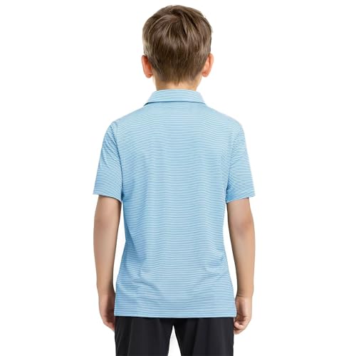 Image of Boys Polo Shirts Short Sleeve Striped Performance Moisture Wicking Dry Fit Golf Shirts for Boys Youth Kids