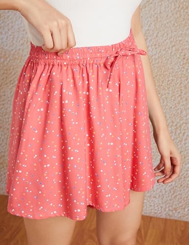 Image of Amazon Brand - Symbol Women Rayon Flared Shorts (with Self Fabric Belt) (Available in Plus Sizes)