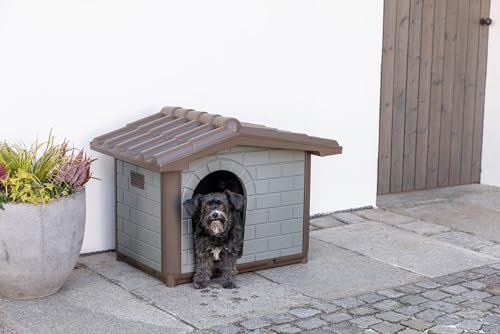 Kerbl Pet Hundehütte Levin Eco, graugrün/braun, 99x70x75 cm, Hundehöhle, recycelter Kunststoff, Hunde