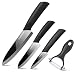 Ceramic Knife Set With Sheaths - Super Sharp & Rust Proof & Stain Resistant Ceramic Chef Knife, 6" Chef Knife, 4" Utility Knife, 3" Paring Knife, 1 Peeler (Black)